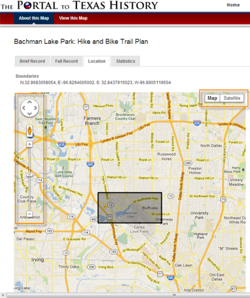 Screenshot of Google map controls in Location tab.