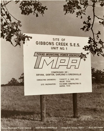 Sign for Site of Gibbons Creek S. E. S. 