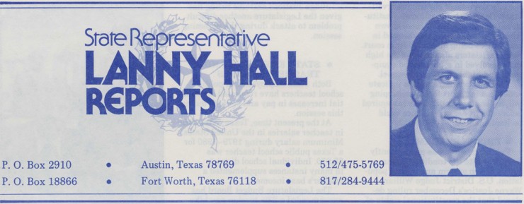Taken from the "Lanny Hall Reports" newsletter, January 1981, Lanny Hall Collection. UNTA_AR0177-065-001_01
