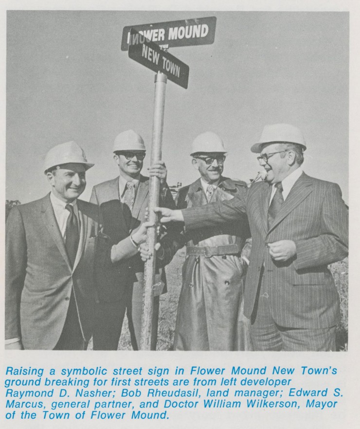 Raymond D. Nasher (left) at the site of Flower Mound New Town.