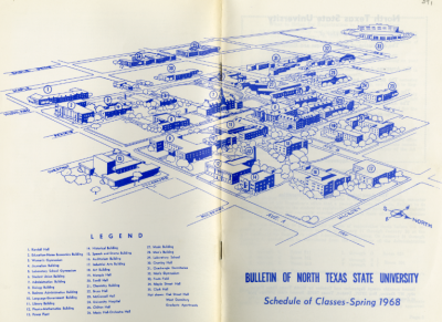 oblique map of UNT campus