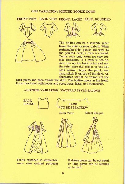 Patterns for 18th century gowns
