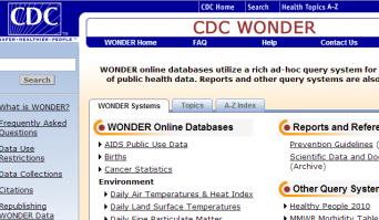 CDC WONDER Home page (detail)