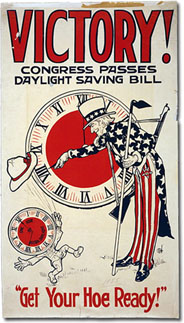 World War I poster advertising the first daylight-saving law