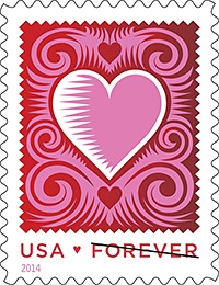 Cut Paper Heart Forever Stamp