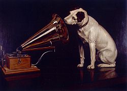Nipper the dog listening to "His Master's Voice"