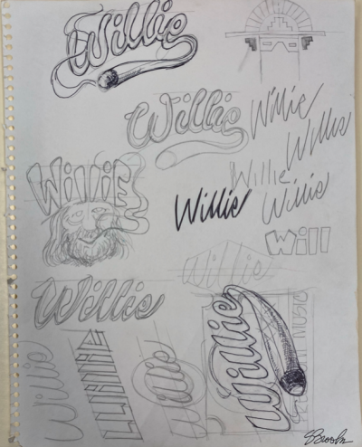 Sketch studies of logos for Willie Nelson