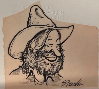 Sketch of Willie Nelson with a large hat