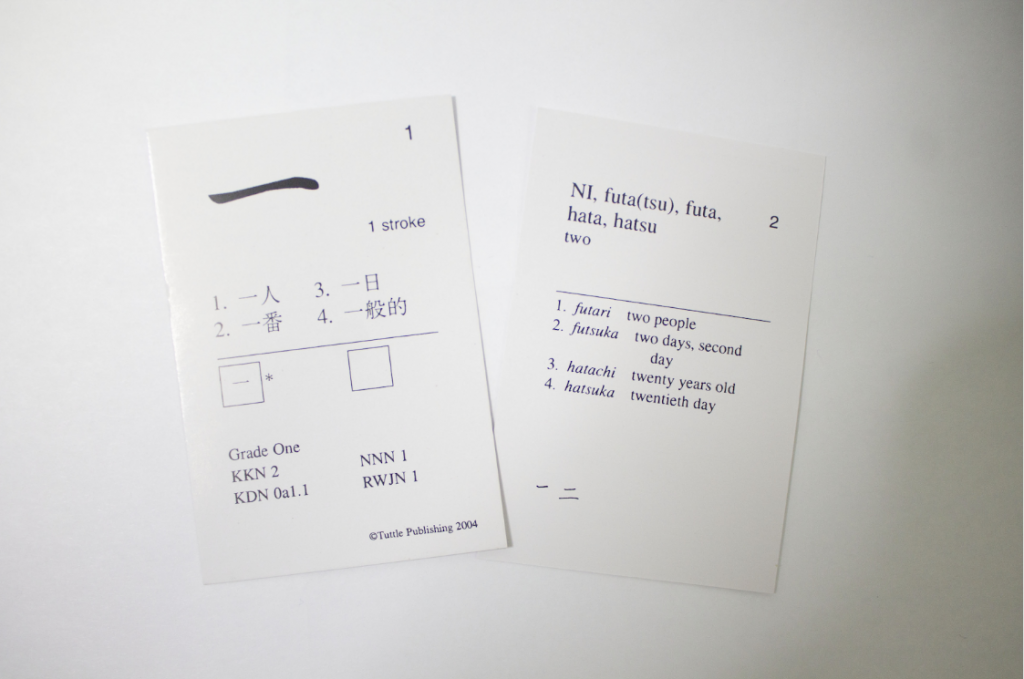 Photo of Japanese Kanji flash cards