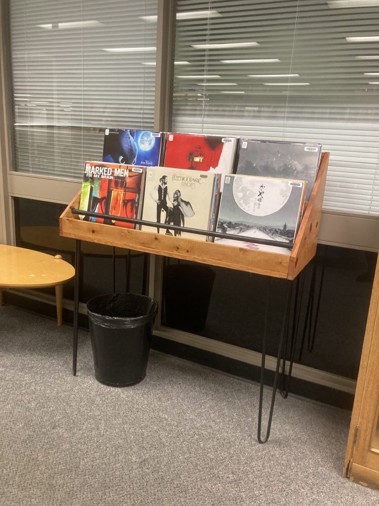 Vinyl Record Music Stand at UNT Willis Library