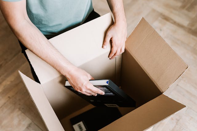 Books being packed in a box