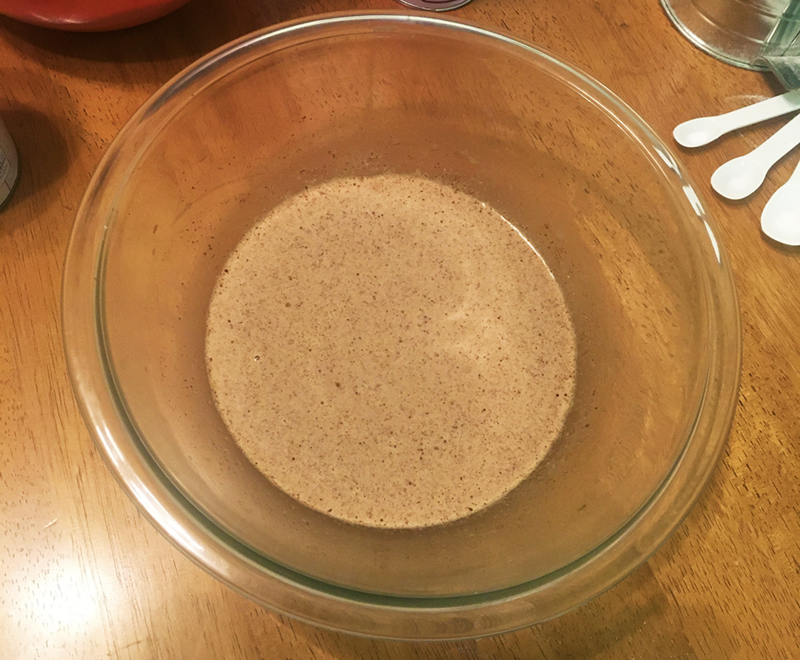 Liquid ingredients in peach cobbler