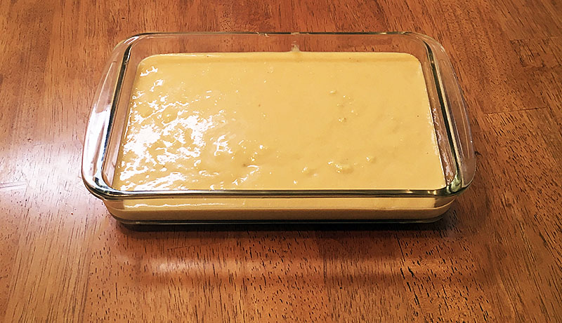 Spoon bread batter about to go into the oven.