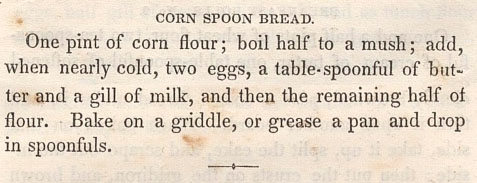 Earliest recipe for spoon bread