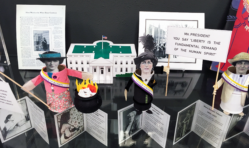 19th Amendment exhibit at the Eagle Commons Library.