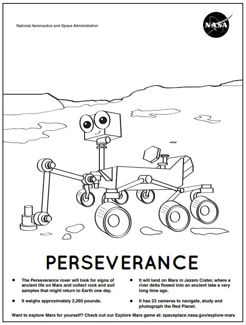 Perseverance coloring page