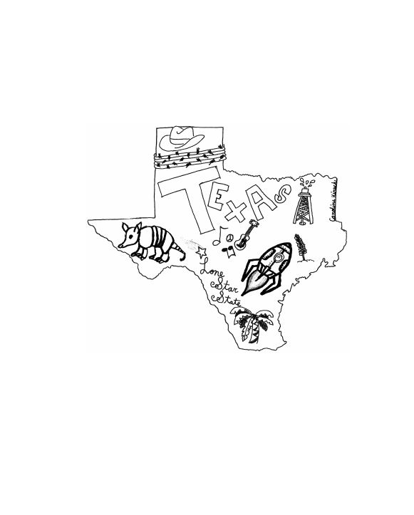 Drawing of Texas symbols published in Texas Register.