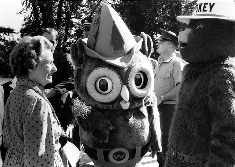 Woodsy Owl and Smokey Bear with Lady Bird Johnson 