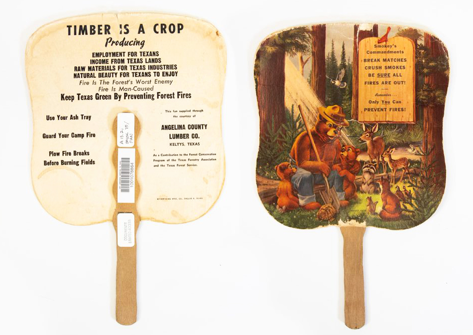 Smokey Bear commemorative stick fan