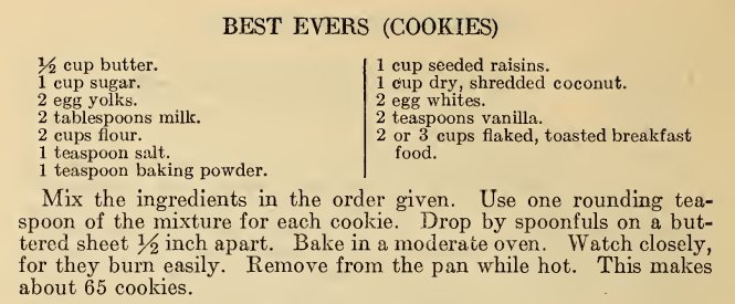 Recipe for Best Evers Cookies