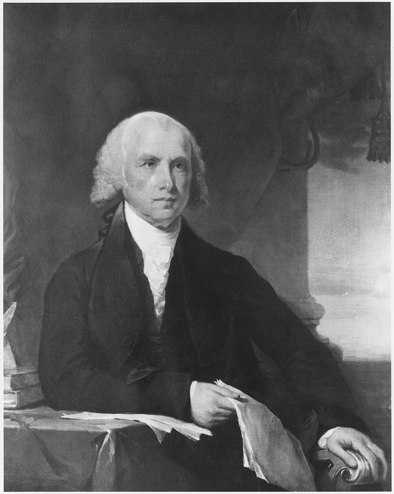 Copy of a portrait of James Madison by Gilbert Stuart.