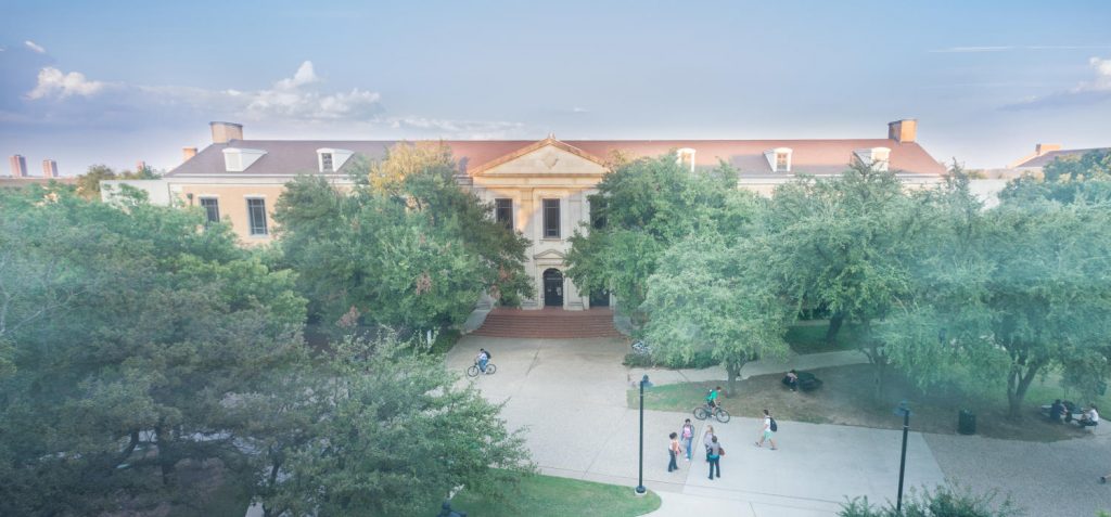 1930s neoclassical facade of Sycamore Hall.